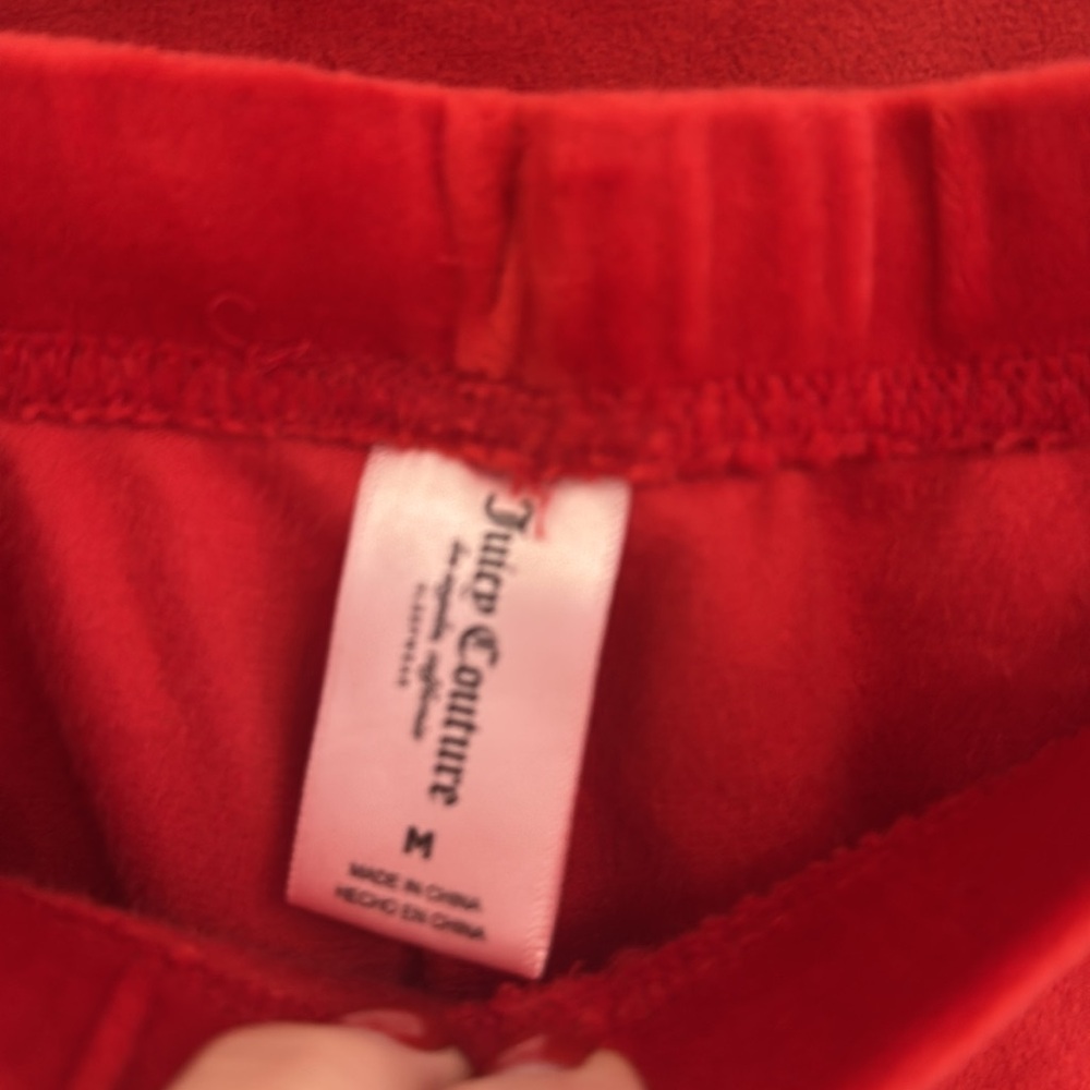 JUICY COUTURE New Red Velvet Lounging Set With Bling Logo NWOT Size Medium - Picture 6 of 6